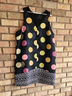 Anthropologie Maeve A-line Mini Size XL Sleeveless With Shiny Polka Dots Dress